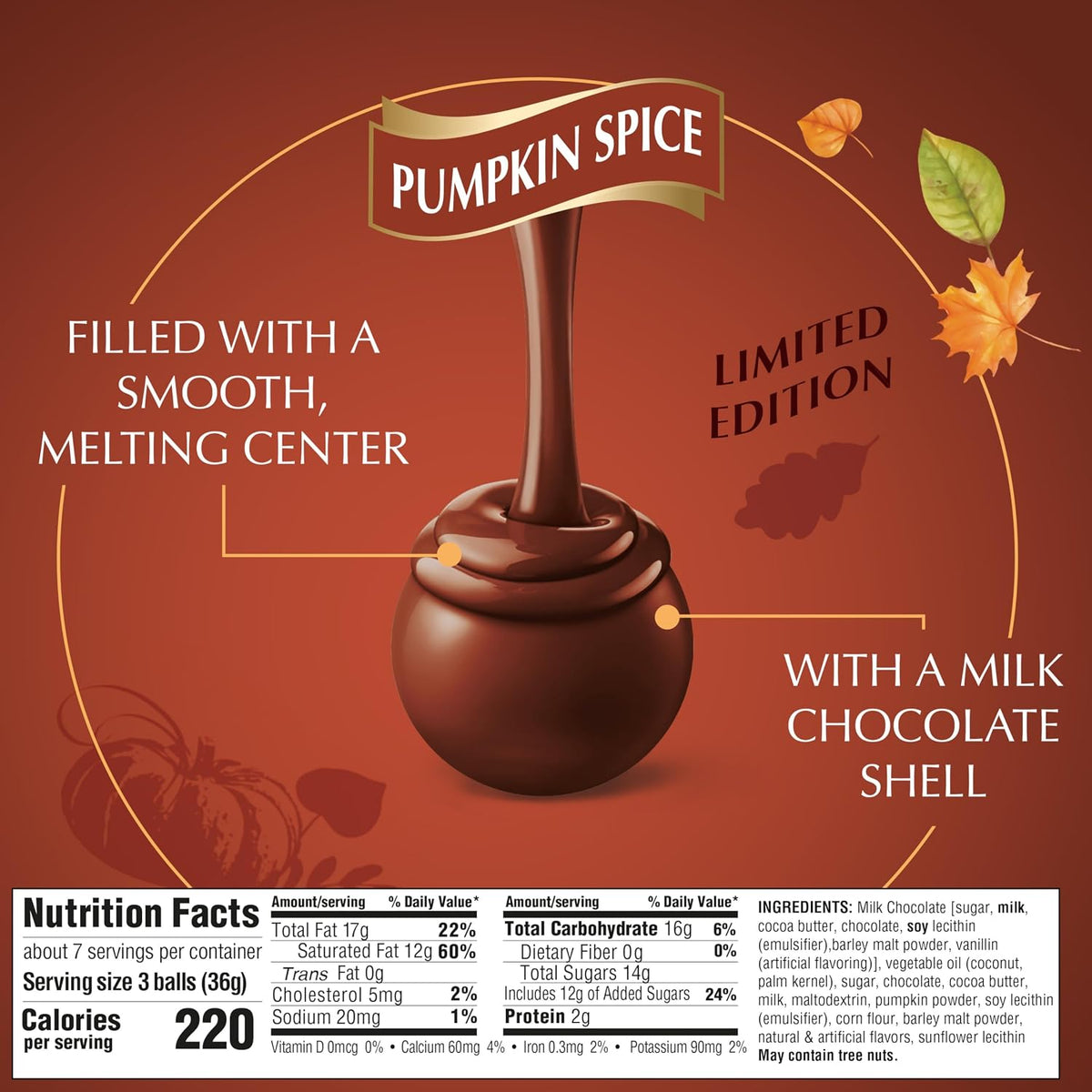 Lindt LINDOR Fall Pumpkin Spice Milk Chocolate Candy Truffles, 8.5 Oz. Bag