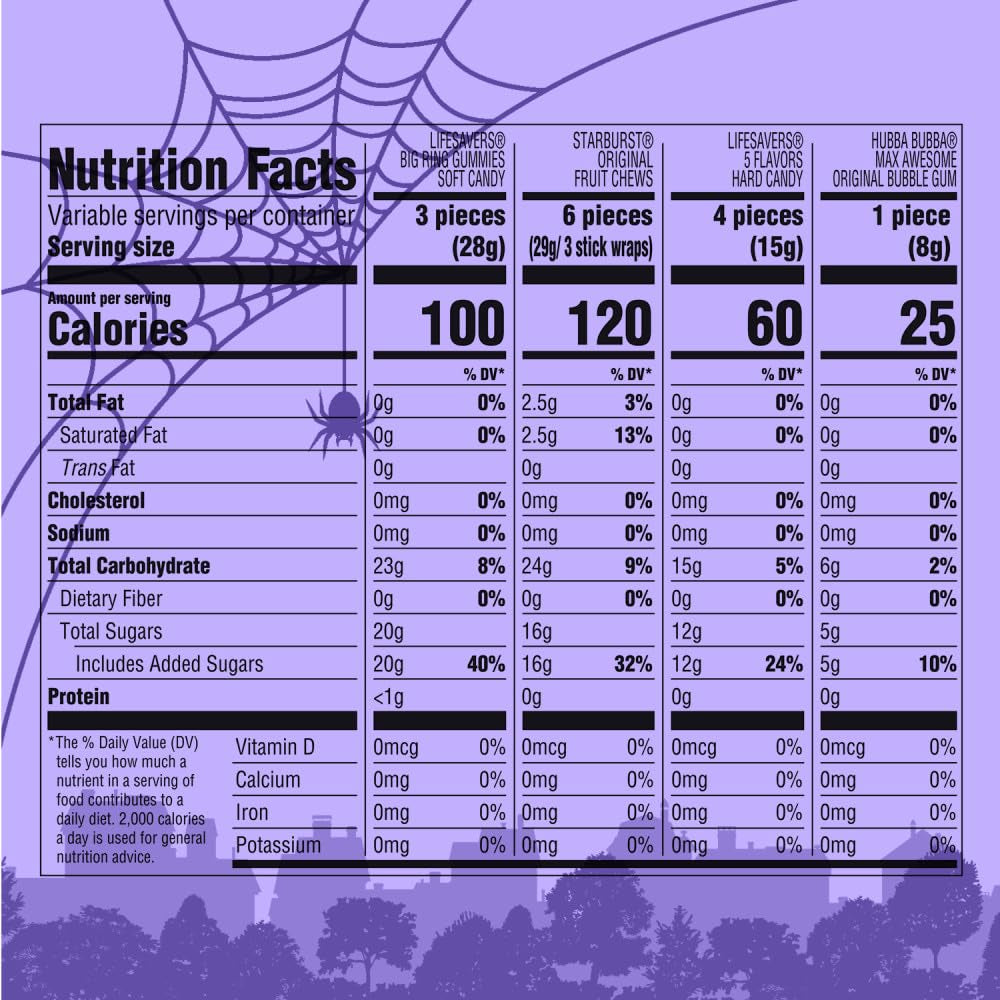 Starburst, Life Savers, Hubba Bubba & Life Savers Gummies Halloween Candy Mix, Assorted Chewy, Bubble Gum, and Hard Candy Individually Wrapped, 95 Ct Variety Bulk Bag