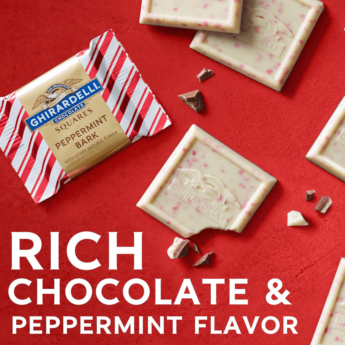 GHIRARDELLI Peppermint Bark Snowmen – Layers of Rich Chocolate with Festive Peppermint Flavor, 5.7 Oz Bag