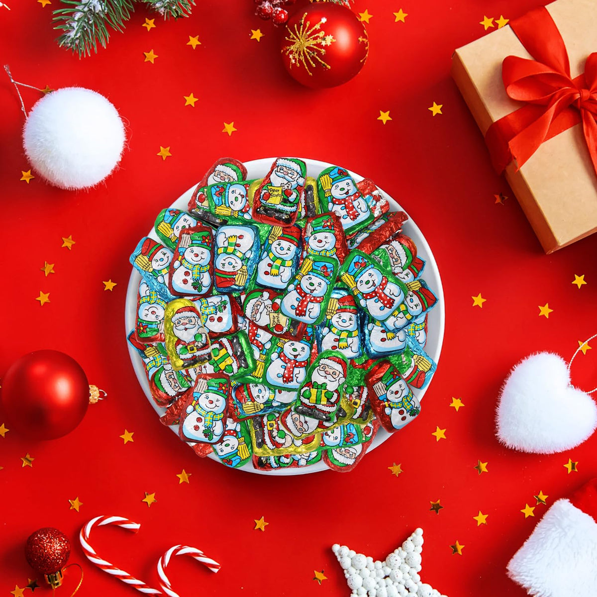 Christmas Candy Milk Chocolate Santa Helpers 12 Oz Bag - Individually Wrapped Holiday Novelty Mini Santas Chocolate Candies Treats for Stocking Stuffers, Bowls, Parties & Gift Bags
