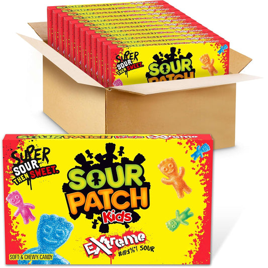 SOUR PATCH KIDS Extreme Sour Soft & Chewy Gummy Candy, Bulk Candy, 12 - 3.5 Oz Boxes