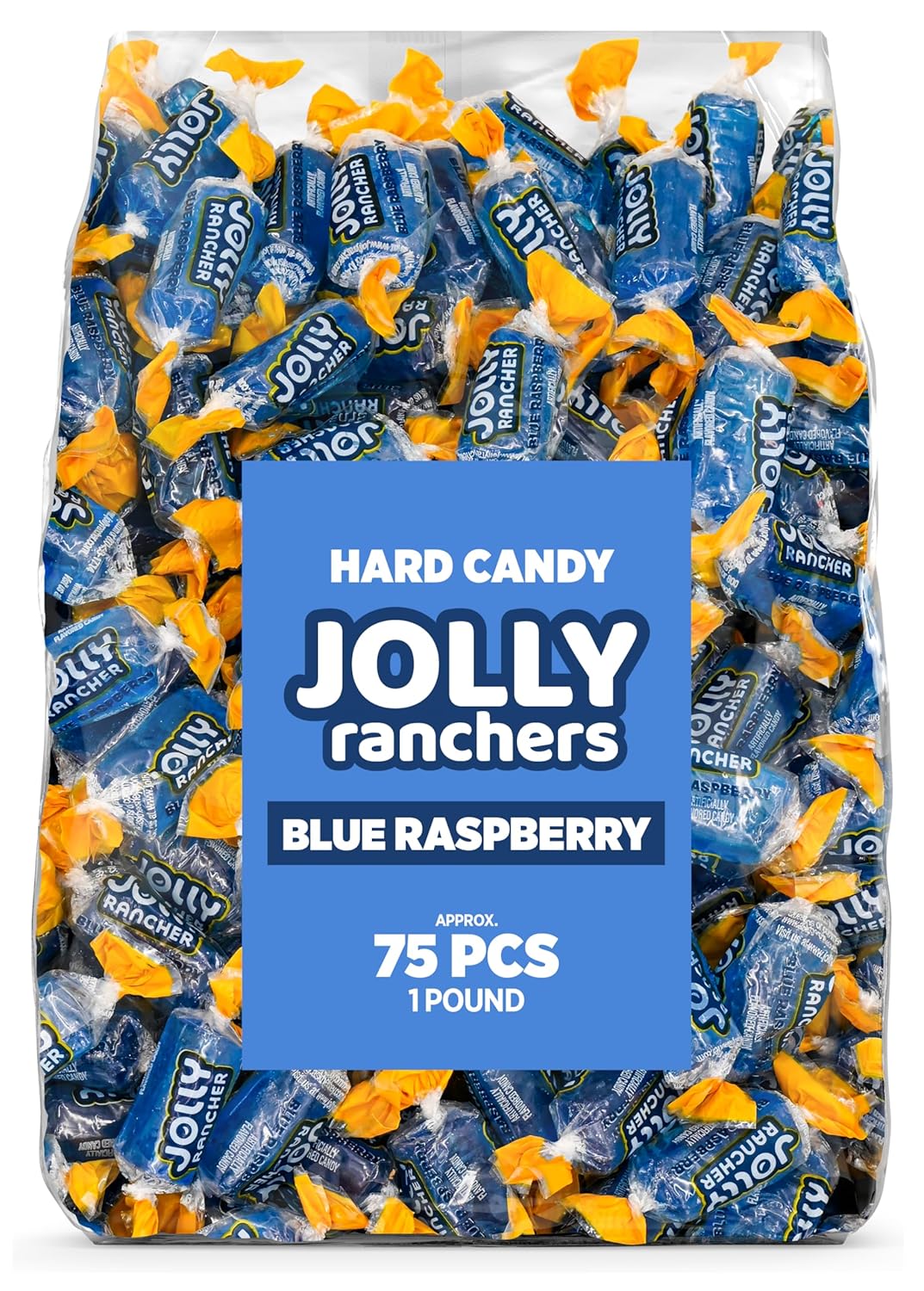 Blue Raspberry Jolly Ranchers Hard Candy – Original Flavor – 1 LB Bulk Bag (Approx. 75 Pieces)