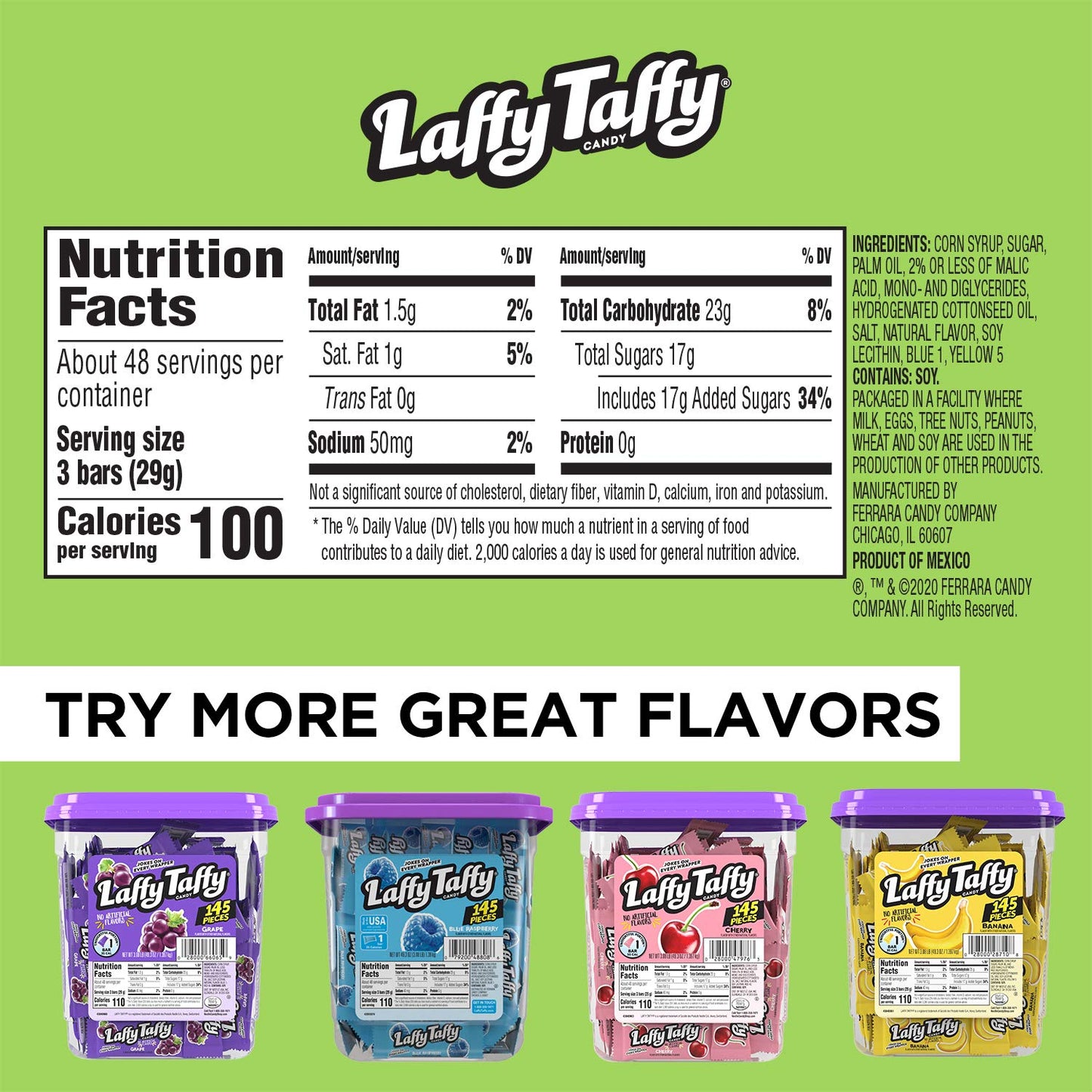 Laffy Taffy Candy, Sour Apple Flavor, 145 Pieces