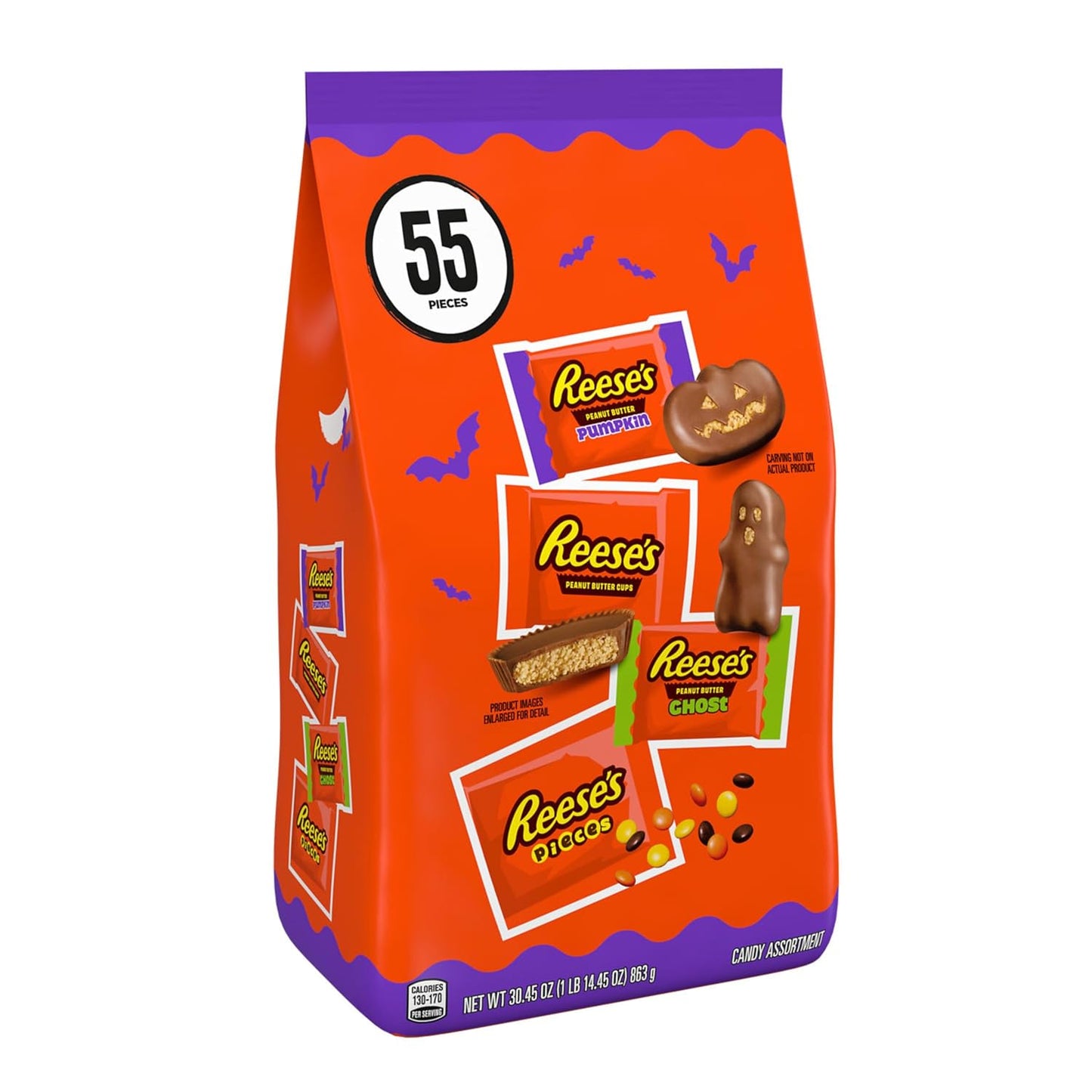 Reese's Assorted Peanut Butter Halloween Candy Bulk Variety Bag, 30.45 Oz