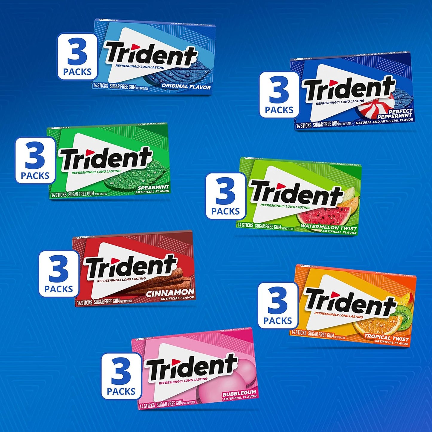 Trident Sugar-Free Gum Variety Pack – 21 Packs, 294 Pieces