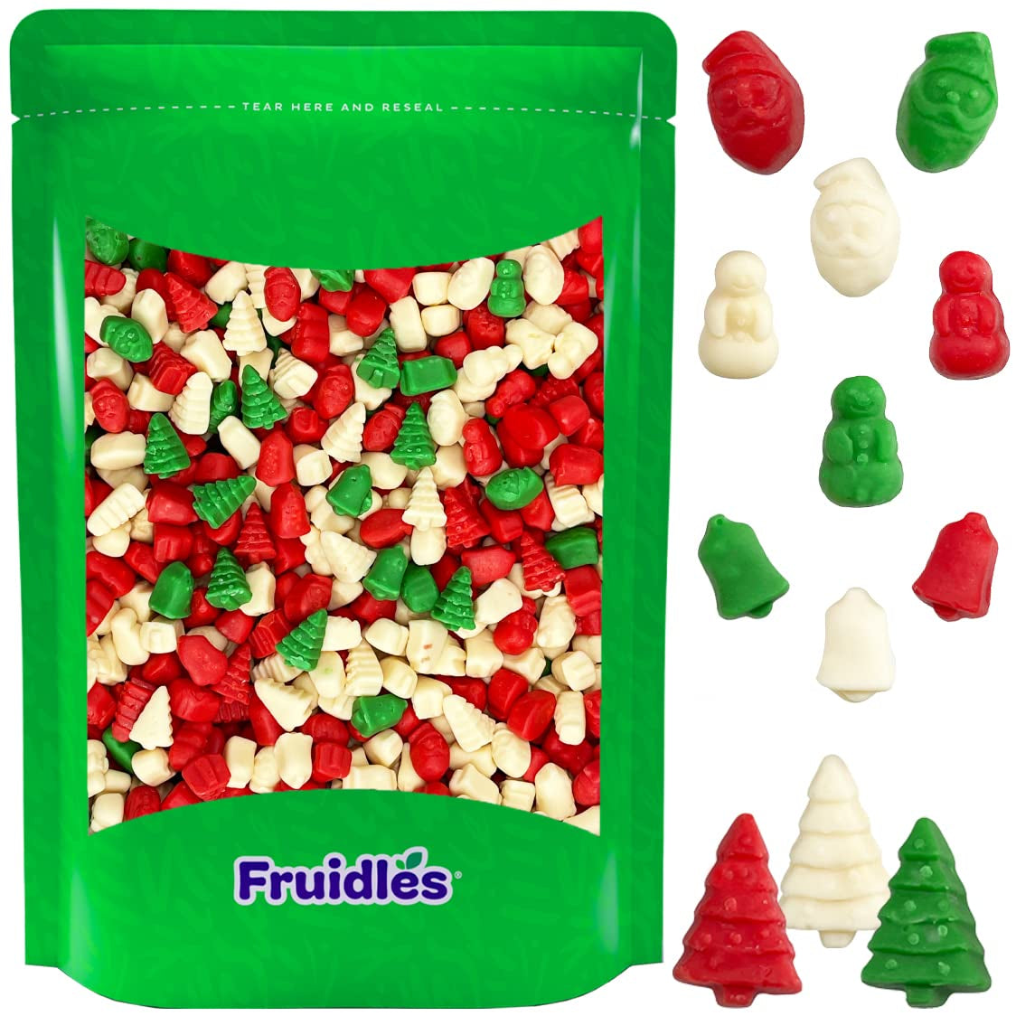Fruidles Christmas Mello Cremes Gummi Bears Candy Sweet Confection Candies, Traditional Old Fashioned, Vegan, Gluten-Free (2 Pounds)