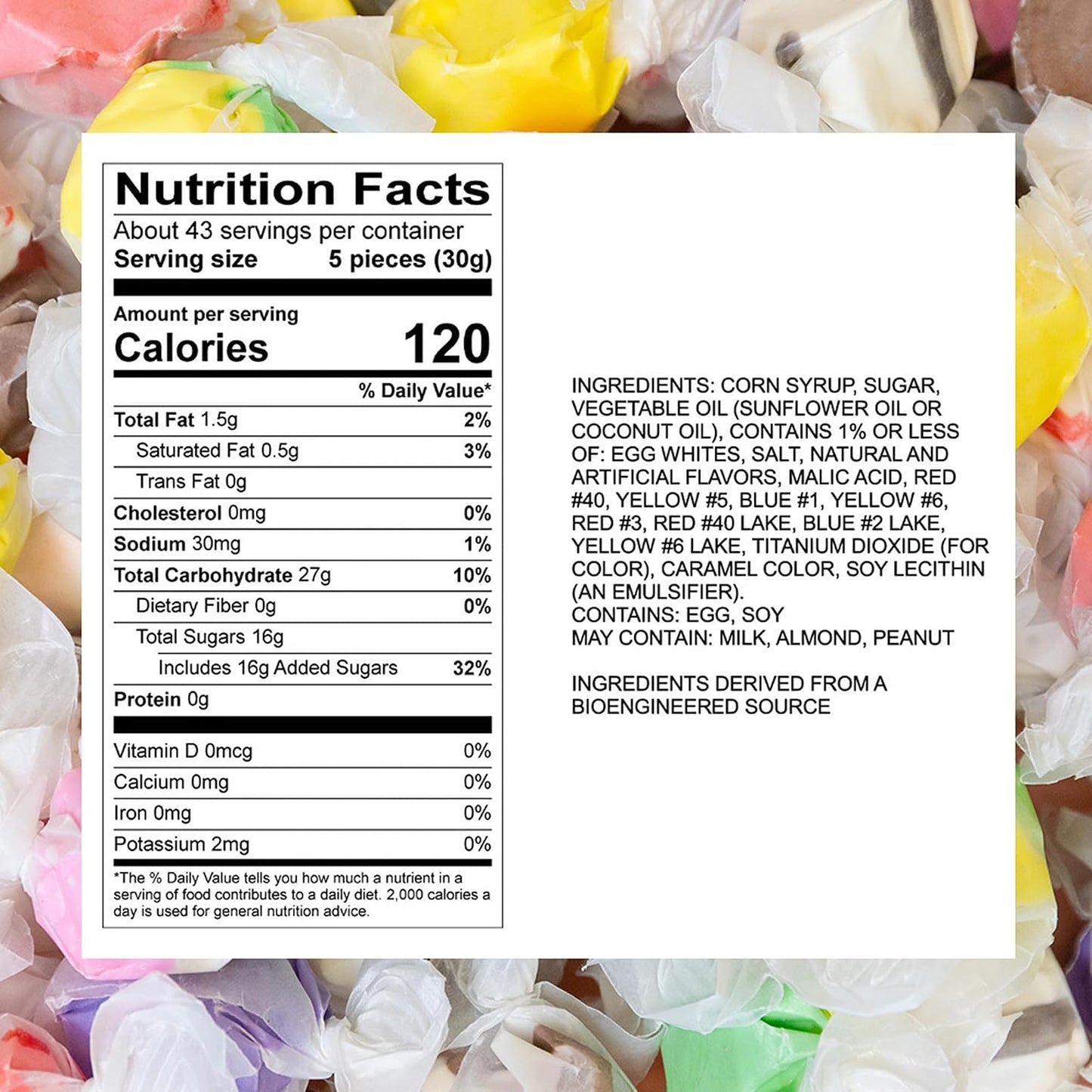 Sweet Candy Company Salt Water Taffy Individually Wrapped - 3 Lb Bag