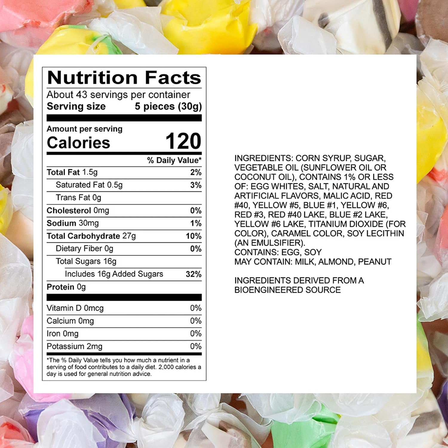 Sweet Candy Company Salt Water Taffy Individually Wrapped - 3 Lb Bag