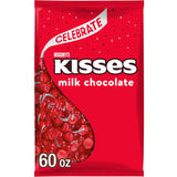 HERSHEY'S KISSES Milk Chocolate Candy Bulk Bag, Red Foils, 60 Oz
