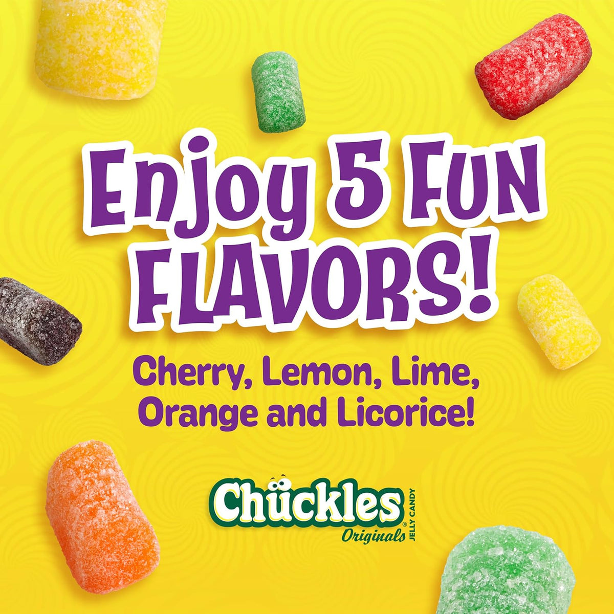 Chuckles Original Jelly Candy, Assorted Fruit Flavors, 2 Oz Bars, 24 Ct
