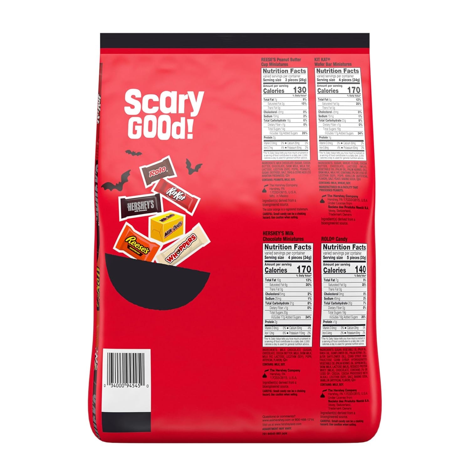 Hershey's Assorted Chocolate Halloween Candy Bulk Variety Pack, 78.24 Oz