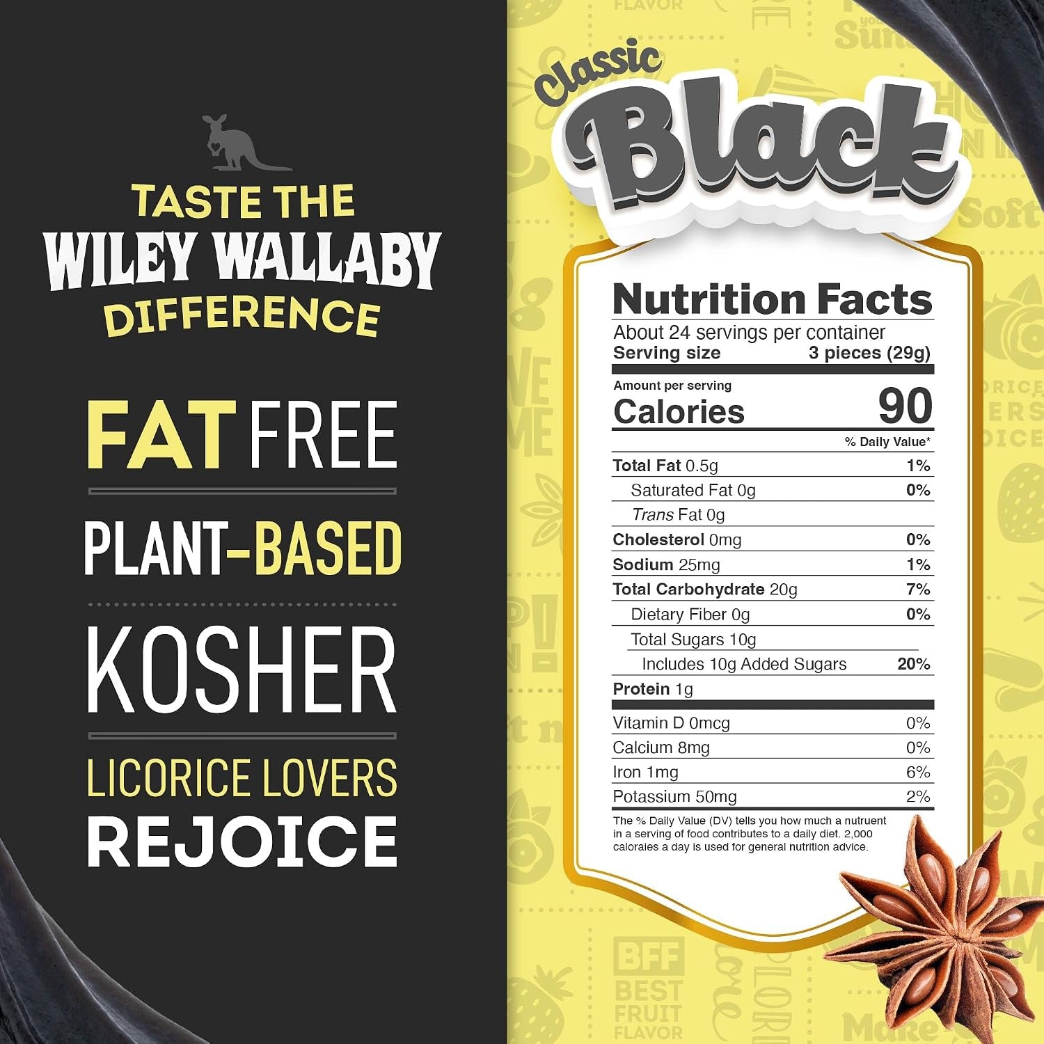 Wiley Wallaby Licorice 24 Ounce Classic Gourmet Soft & Chewy Australian Black Licorice Candy Twists, 1 Pack