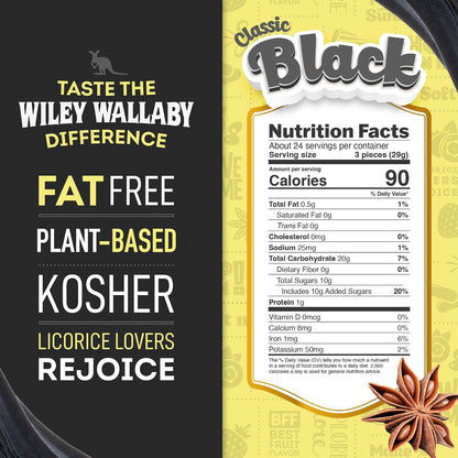 Wiley Wallaby Licorice 24 Ounce Classic Gourmet Soft & Chewy Australian Black Licorice Candy Twists, 1 Pack