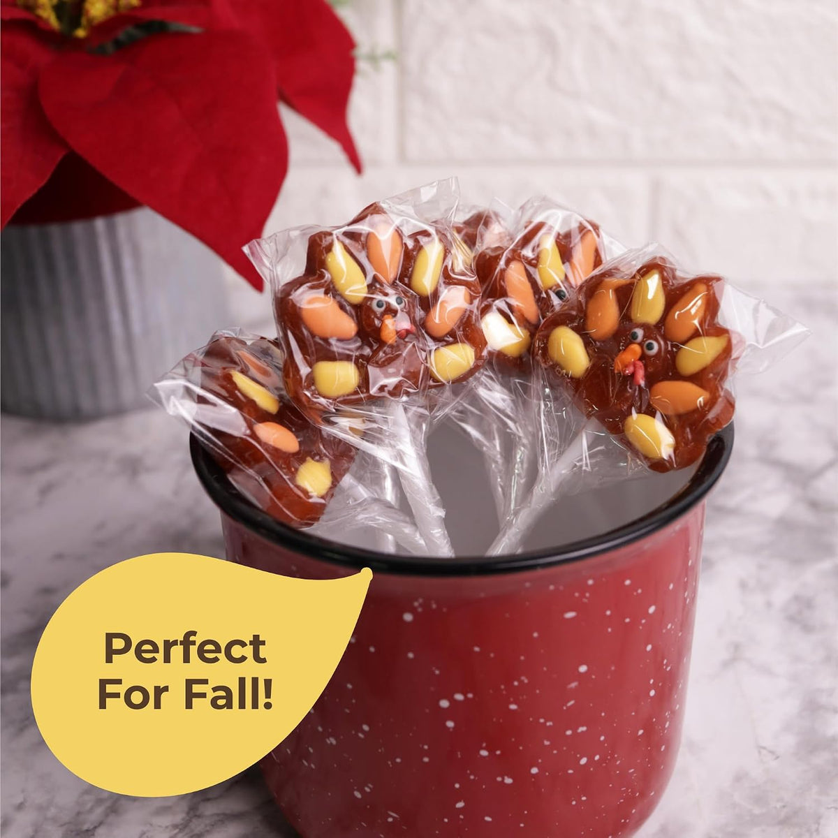 Turkey Lollipops, Individually Wrapped Thanksgiving Candy, 24 Count
