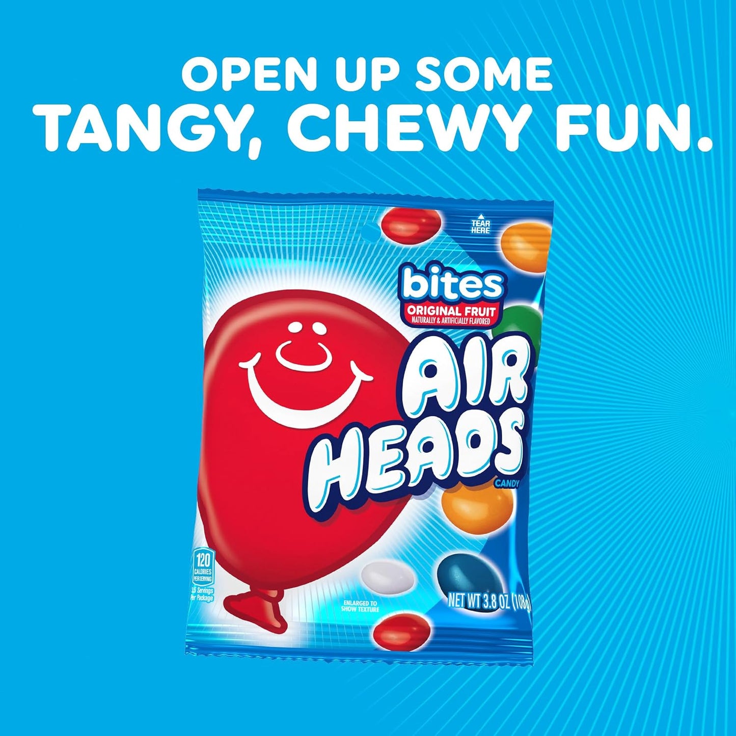 Airheads Candy Bites, Assorted Fruit Flavors, 2 Ounces (18-Pack) 