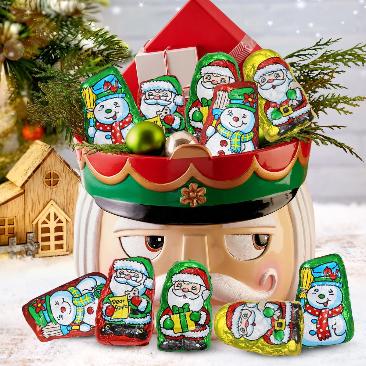 Christmas Candy Milk Chocolate Santa Helpers 12 Oz Bag - Individually Wrapped Holiday Novelty Mini Santas Chocolate Candies Treats for Stocking Stuffers, Bowls, Parties & Gift Bags