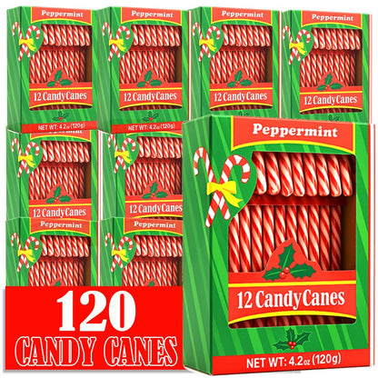 Candy Canes Peppermint Flavored 120 Pieces Individually Wrapped Red & White - Holiday Edible Regular Size Bulk Pack Candy Cane