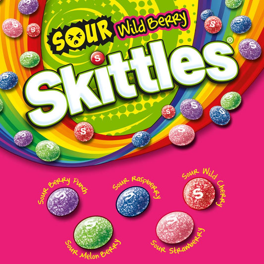 SKITTLES SOURS Wild Berry Sour Candy Bag, 1.8-Oz, Candy Bulk - 24 Count
