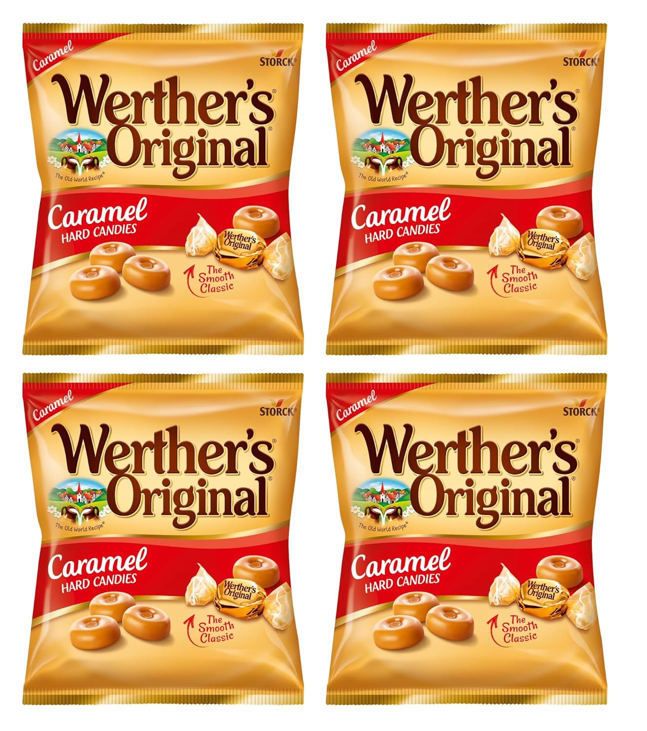 Werther's Original Caramel Hard Candies - Pack of 4 - 2.65 oz Bags