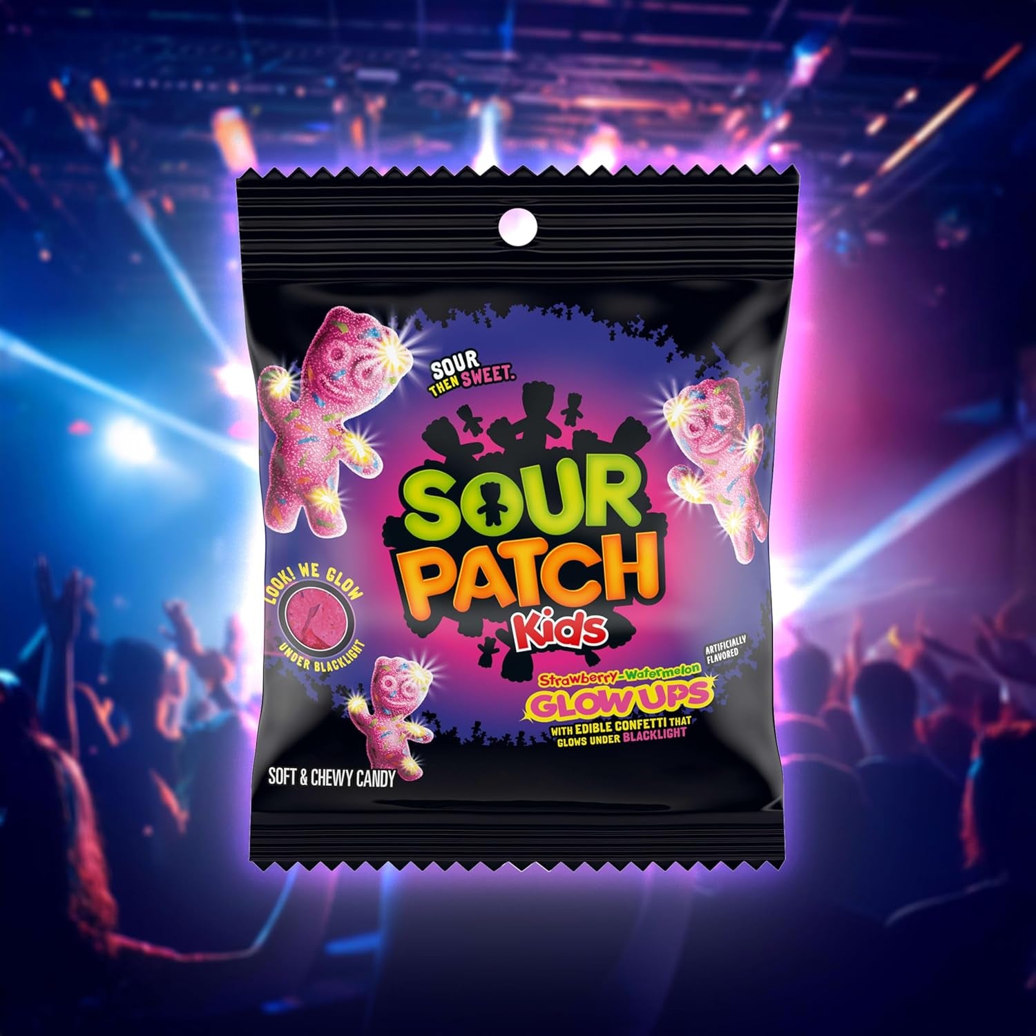 SOUR PATCH KIDS Glow Ups Strawberry-Watermelon Soft & Chewy Gummy Candy, Bulk Candy, 12-3.08 Oz Bags