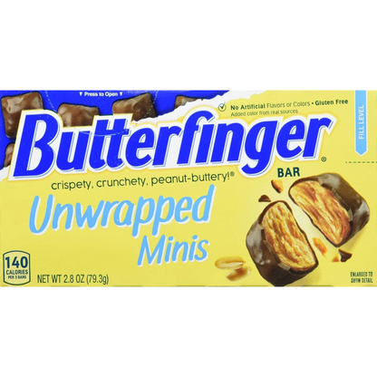 Butterfinger Unwrapped Minis, Movie Theater Candy Box, 9 Pack, 2.8 Oz Each