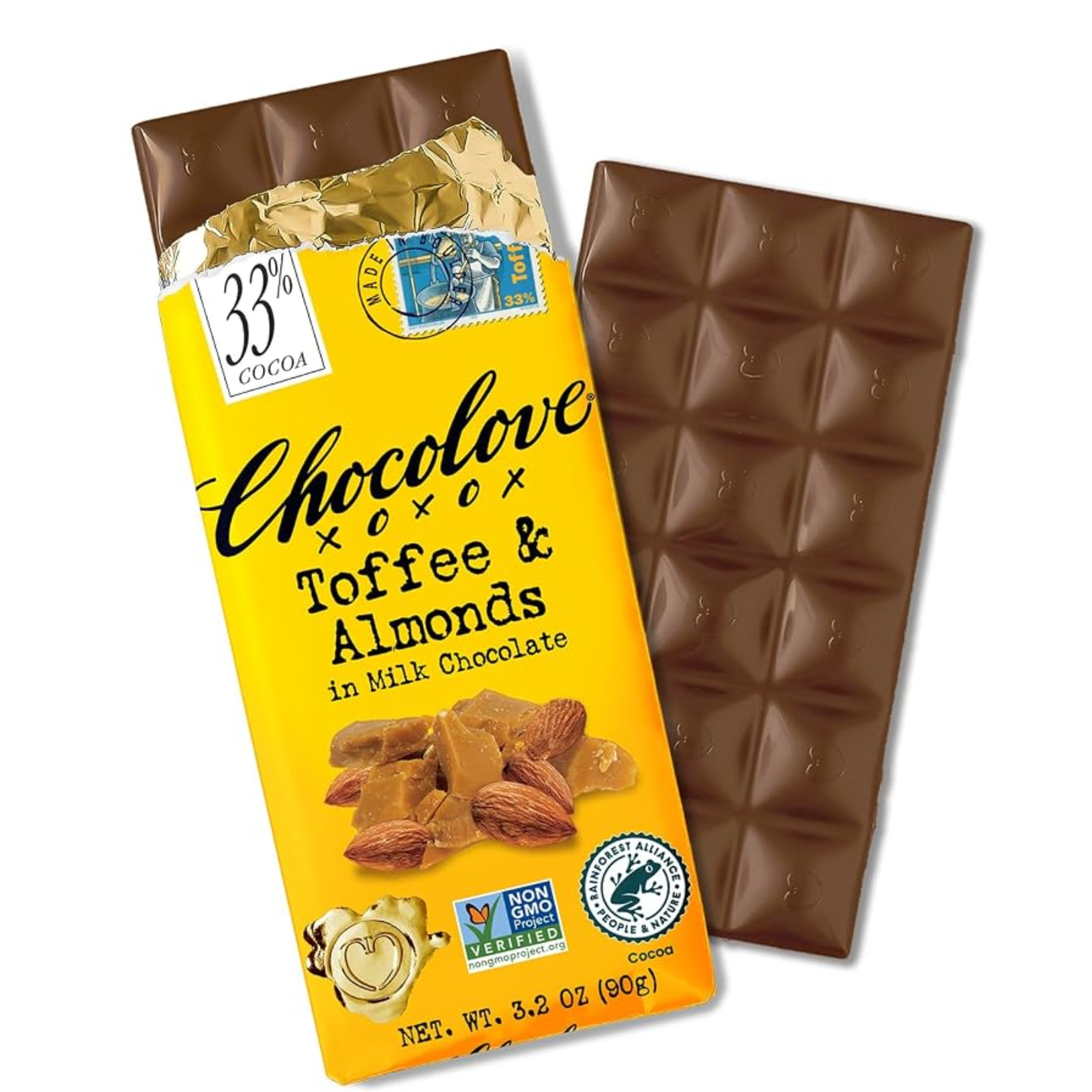 Chocolove - Milk Chocolate Bar Toffee & Almonds - 3.2 Oz.