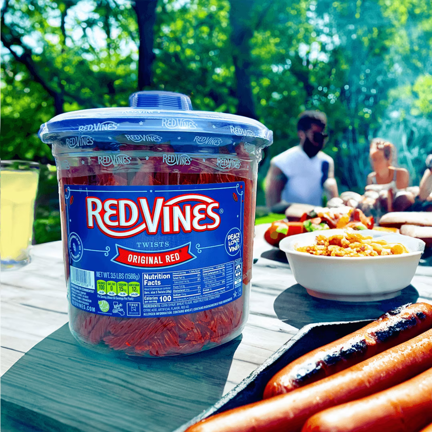 Red Vines Licorice Candy Original Red Flavor Soft Chewy Candy Twists, Red Licorice 3.5 Lb Jar