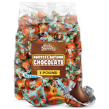 Thanksgiving Candy Foil Wrapped Milk Chocolates 1 Lb - Fall Themed Milk Chocolate Candy - Approx 100 Pieces