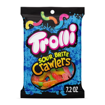 Trolli Sour Brite Crawlers Candy, Sweet & Sour Gummy Worms, 7.2 Oz