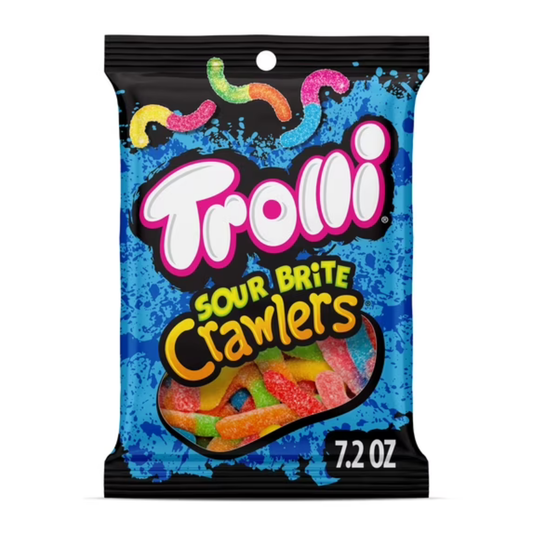 Trolli Sour Brite Crawlers Candy, Sweet & Sour Gummy Worms, 7.2 Oz
