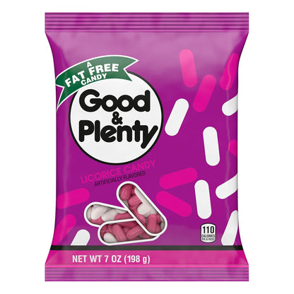 Good and Plenty, Licorice Fat Free, Candy Bag, 7 Ounce