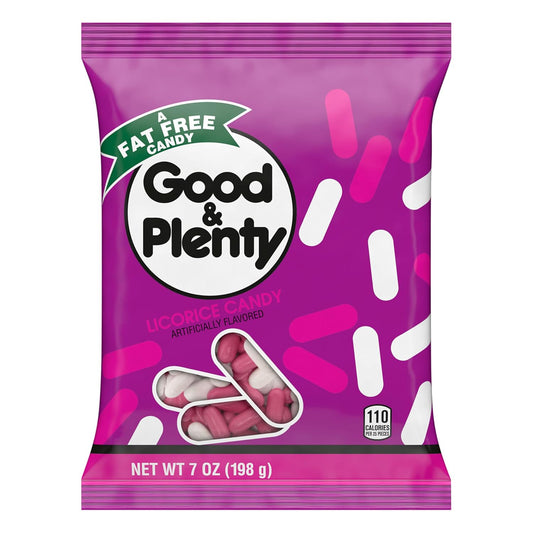 Good and Plenty, Licorice Fat Free, Candy Bag, 7 Ounce