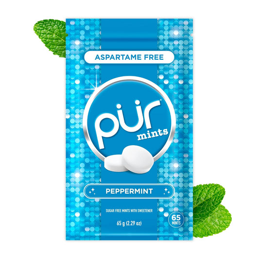 PUR Mints, Peppermint, Xylitol Mints, No Artificial Flavor, 65 Count 