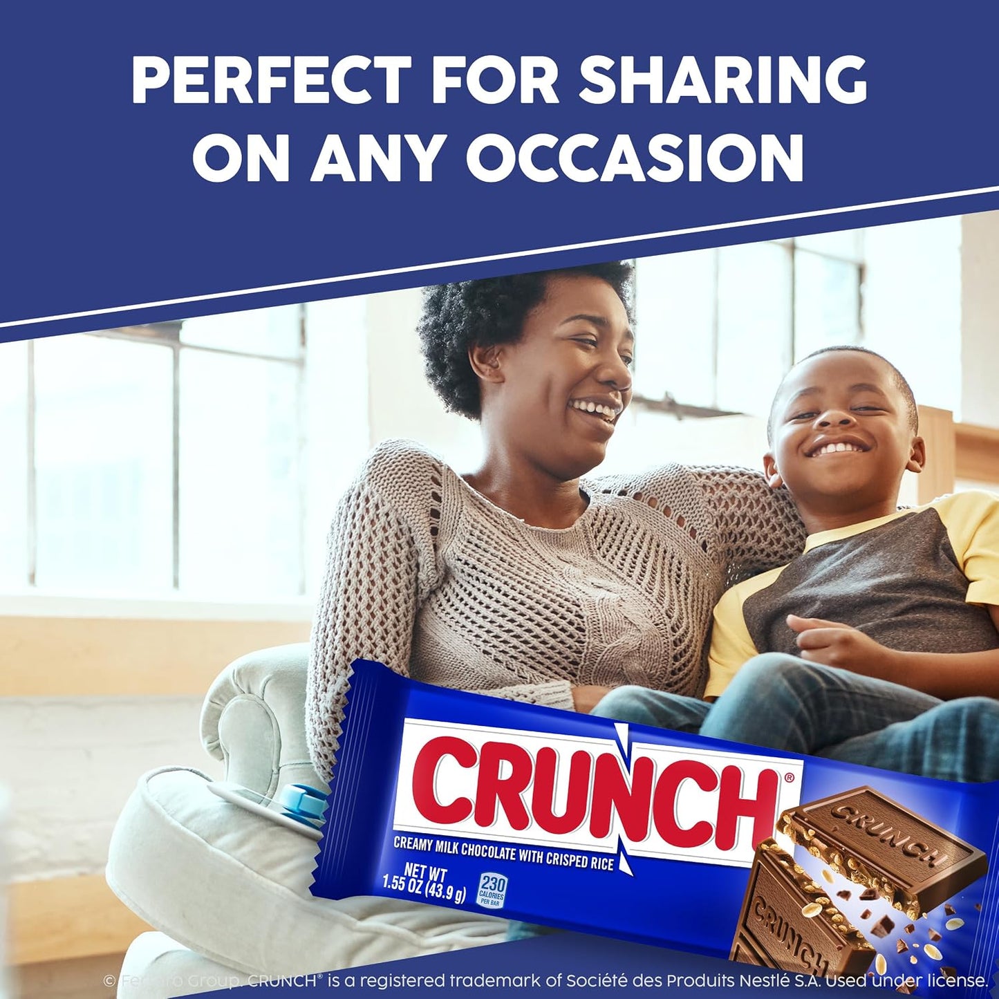 CRUNCH Full-Size Candy Bar, Creamy Milk Chocolate with Crunchy Crisped Rice, 36 Individually Wrapped Bars