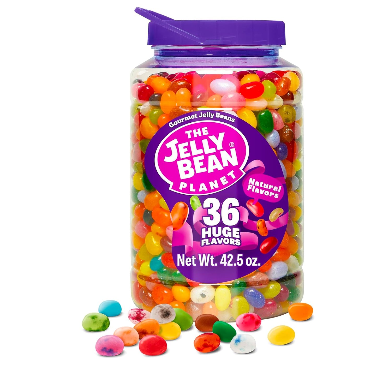 The Jelly Bean Planet, Gourmet Jelly Beans Bulk 42.5 Oz Jar - 36 Natural Fruit Flavors