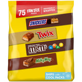 Mars Snickers, M&M'S Milk Chocolate, Milky Way & Twix Fun Size Chocolate Candy Variety Pack 75 Ct Bag
