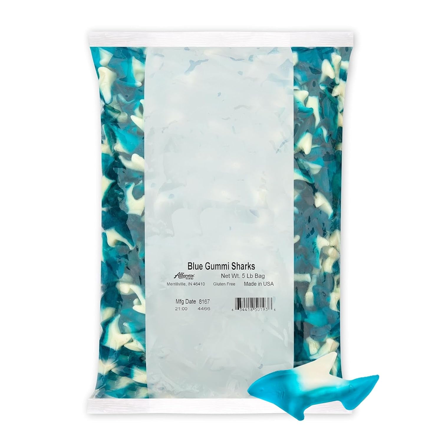 Albanese Candy, Best Blue Gummi Sharks, 5Lbs of Candy 