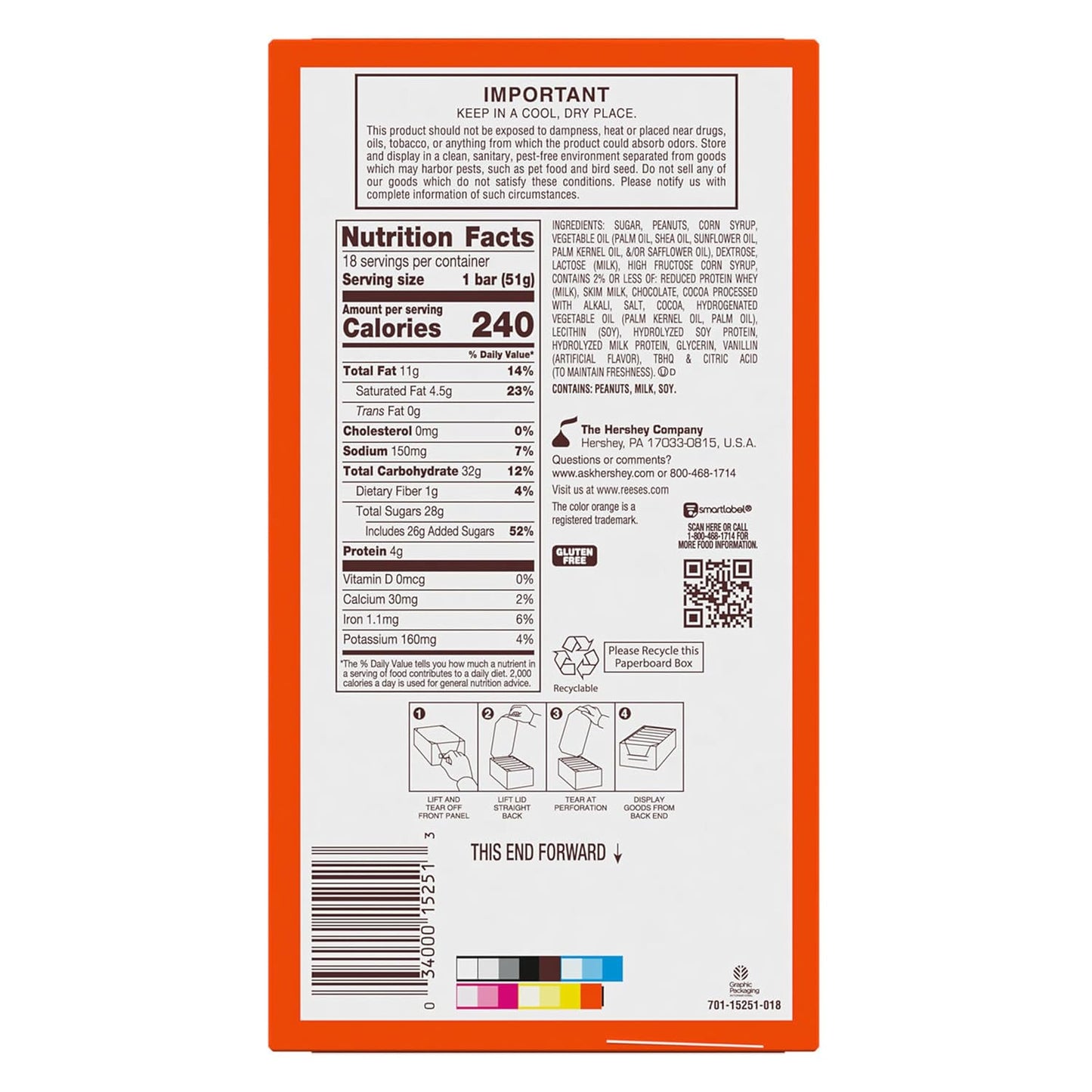 REESE'S FAST BREAK Peanut Butter Nougat Candy Bars, 1.8 Oz (Pack of 18)