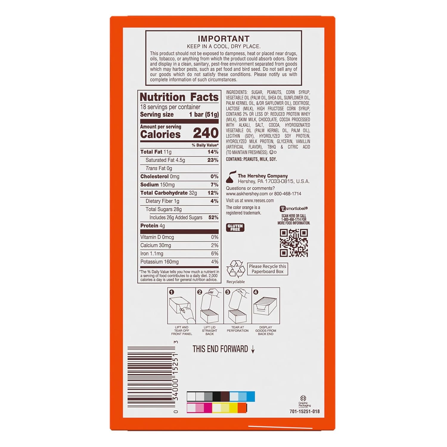 REESE'S FAST BREAK Peanut Butter Nougat Candy Bars, 1.8 Oz (Pack of 18)