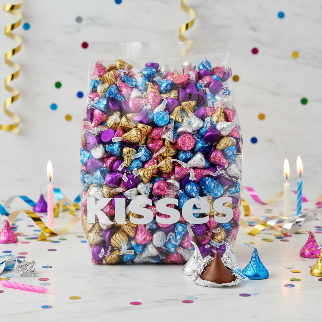 Assorted Kisses Bulk Chocolate Candy 200 Pieces - Bulk Candy Individually Wrapped Kisses Variety Pack - 2 Pounds
