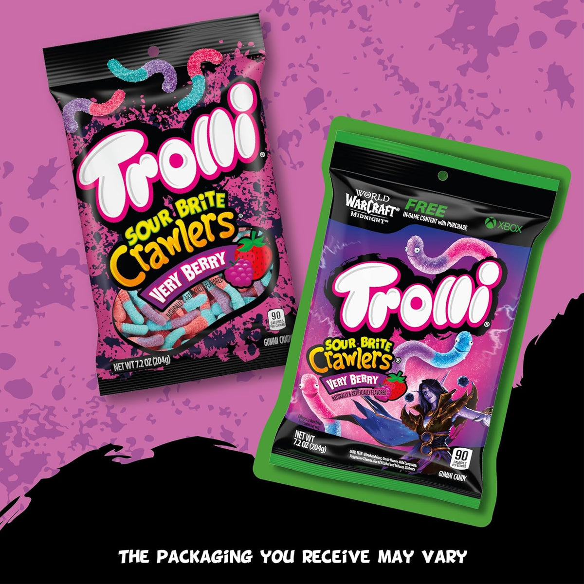 Trolli Sour Brite Crawlers Very Berry Candy, Sweet & Sour Worms, 7.2 Oz