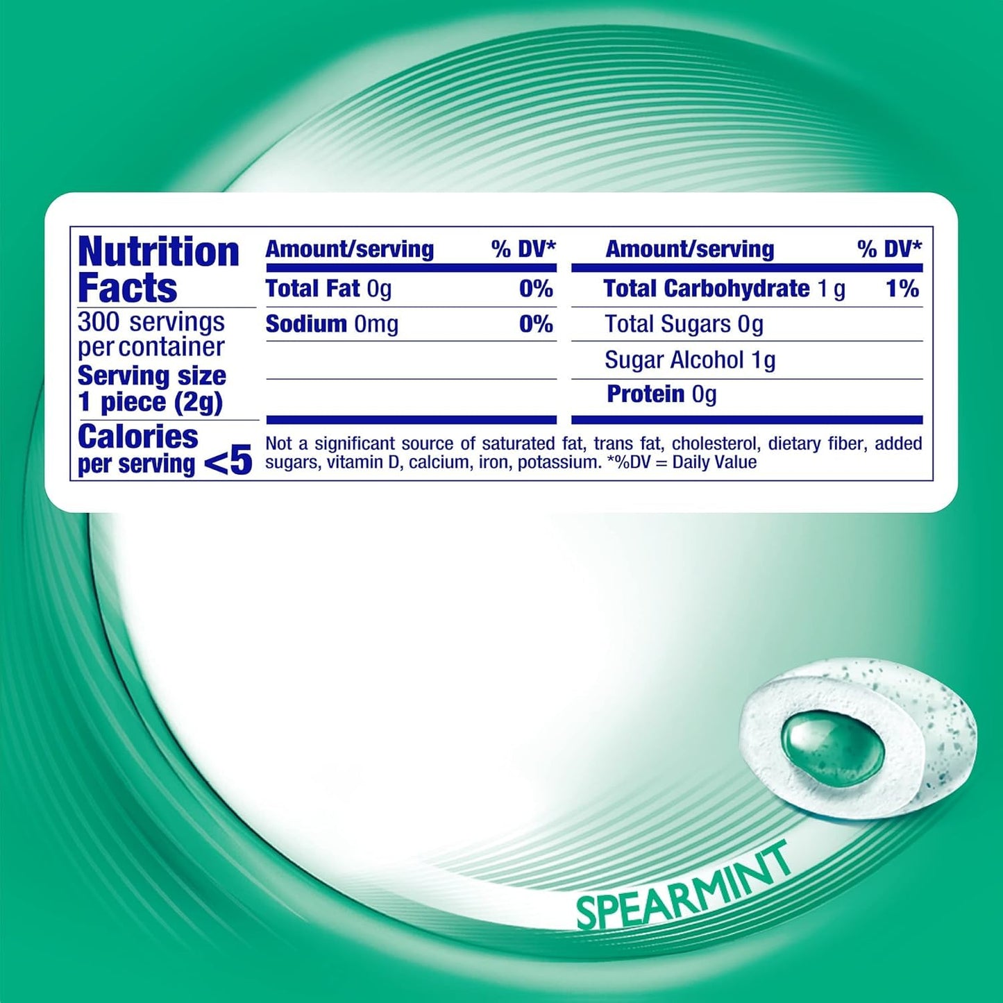 Mentos Pure Fresh Sugar Free Gum, Spearmint, 50 Piece Bottle (6 Pack)