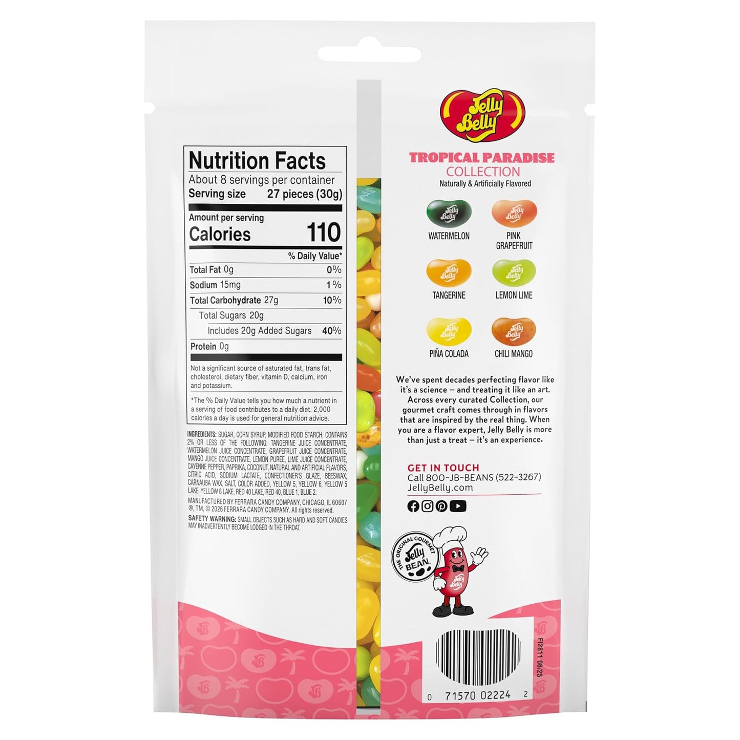 Jelly Belly Tropical Paradise Jelly Bean Collection - 8 Oz Pouch Bag