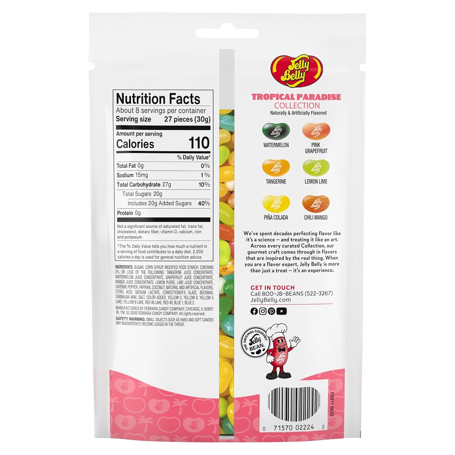 Jelly Belly Tropical Paradise Jelly Bean Collection - 8 Oz Pouch Bag