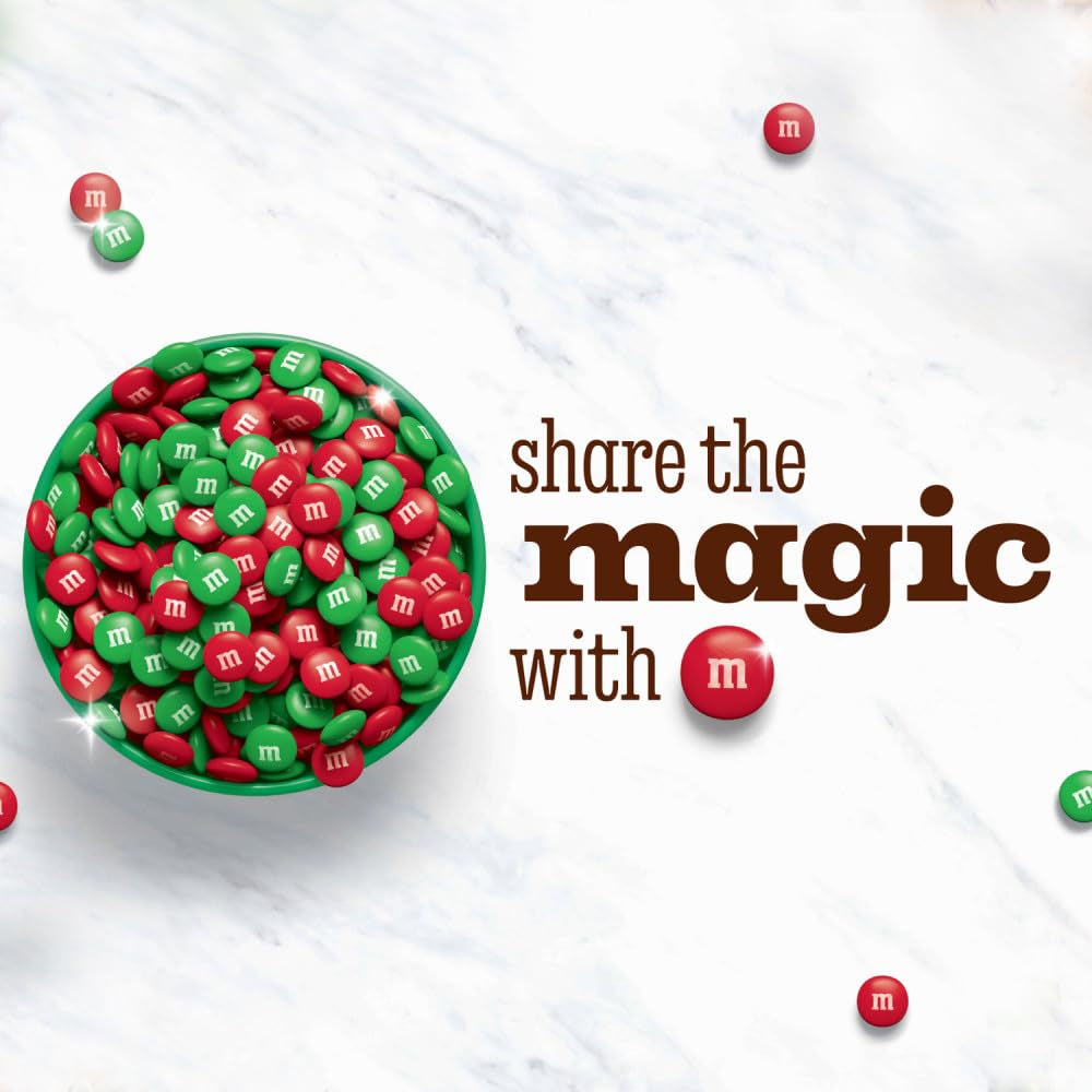 M&M'S Milk Chocolate Red & Green Christmas Candy Bulk Assortment, Bulk Christmas Candy 38 Oz Resealable Bag