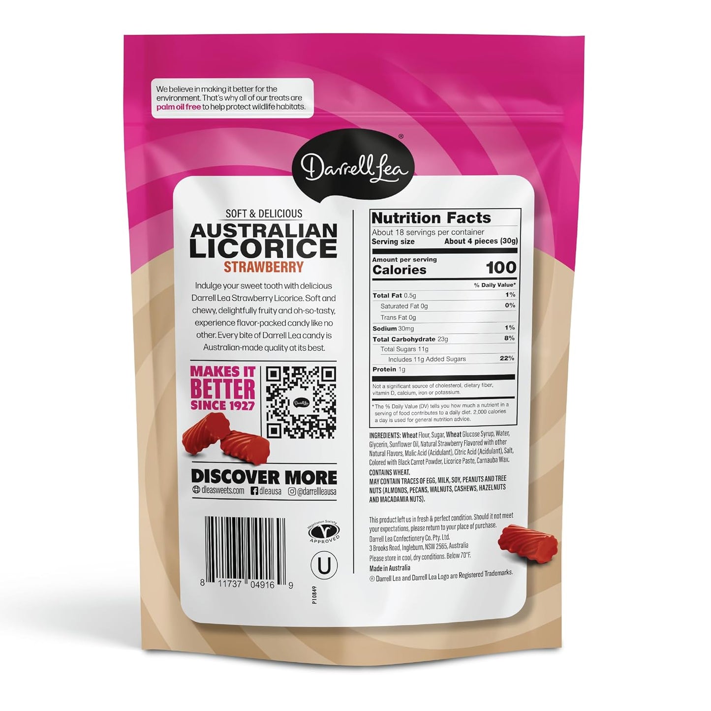 Darrell Lea Family Size Soft Australian Licorice, Made in Australia (Strawberry, 20 Ounce)