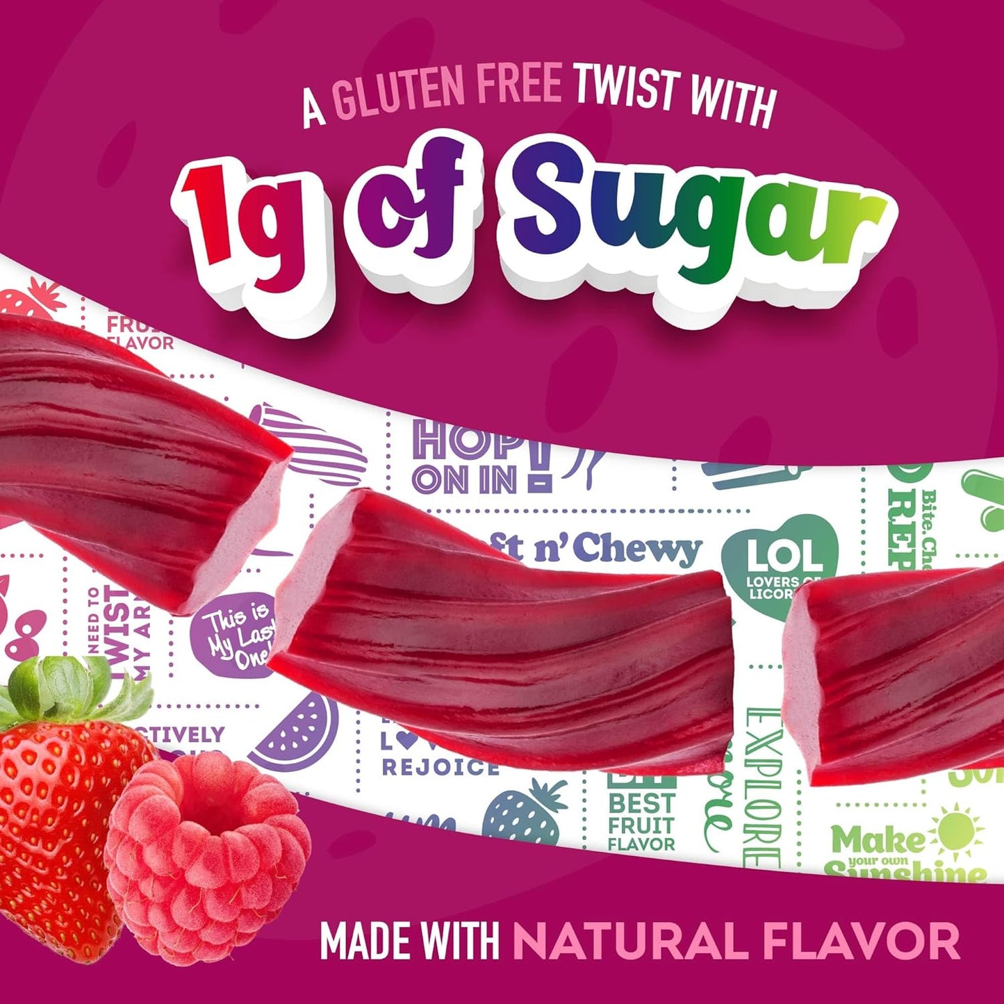 Wiley Wallaby Low Sugar Gluten Free Very Berry Licorice Candy, 5.5Oz, 3Pk