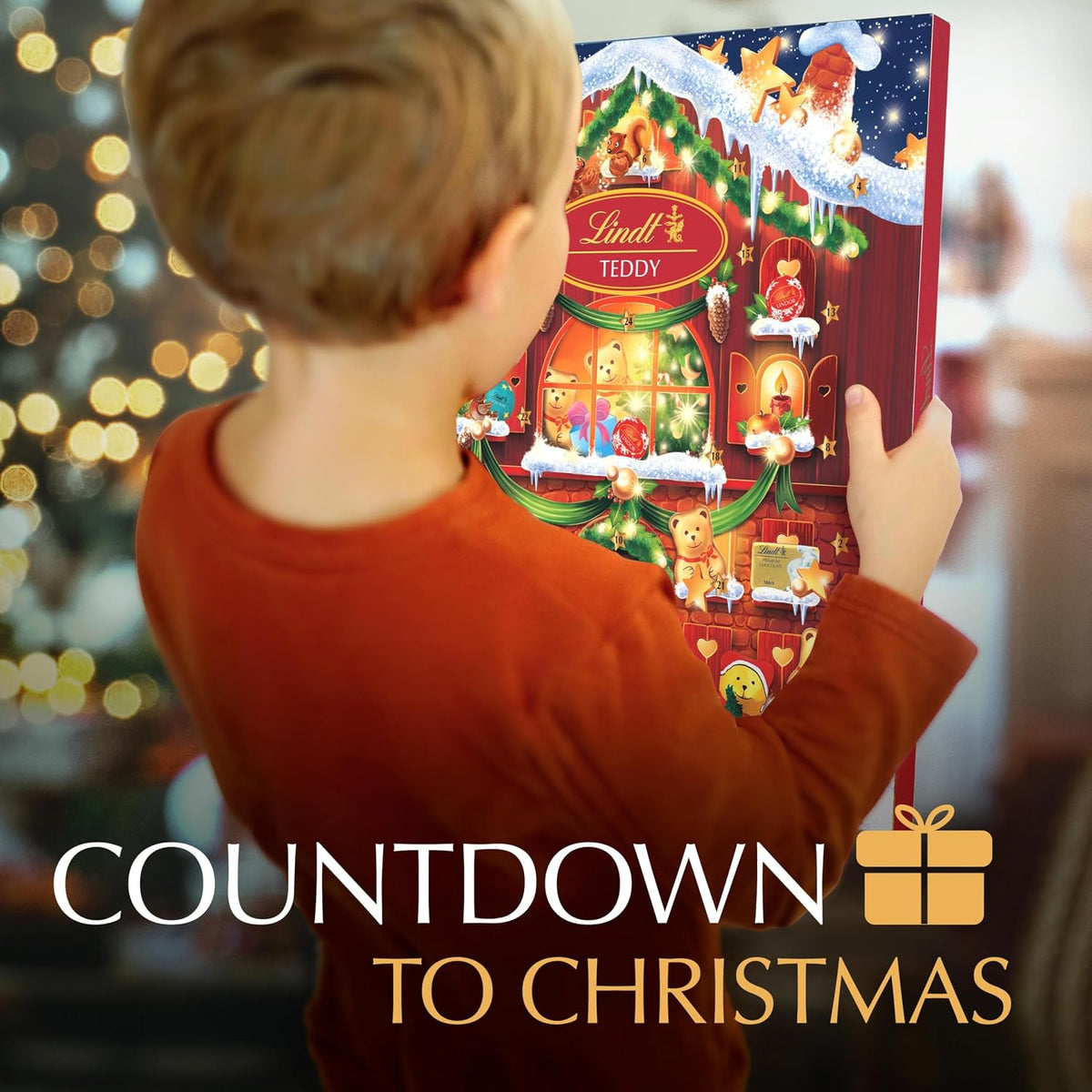 Lindt TEDDY Assorted Chocolate Candy Christmas Advent Calendar, 4.5 Oz. Box