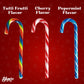 Christmas Candy Canes Tutti Frutti, Blue/White Peppermint, Red and White Cherry Mix Flavors - Bulk Candy Canes Individually Wrapped for Family Holiday Indulgement, Candy Cane Gift Set (50 Count)