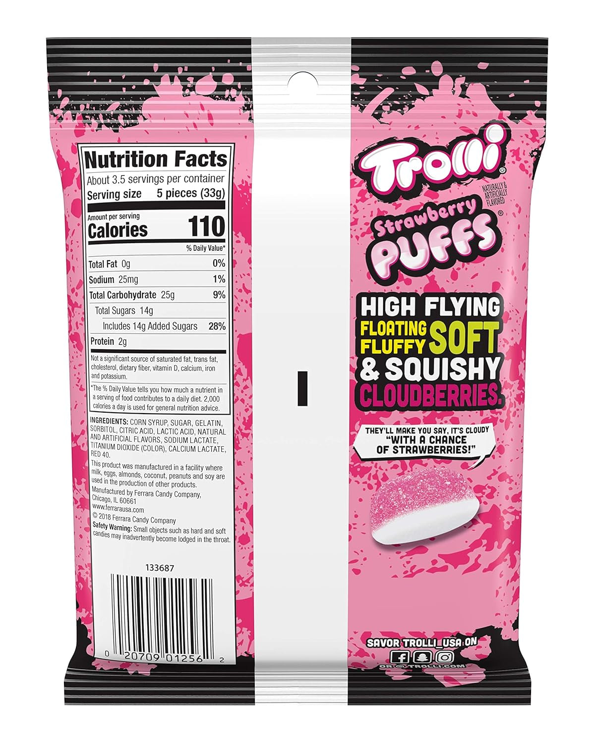 Trolli Strawberry Puffs Sour Gummy Candy, 4.25 Oz, 12 Pk